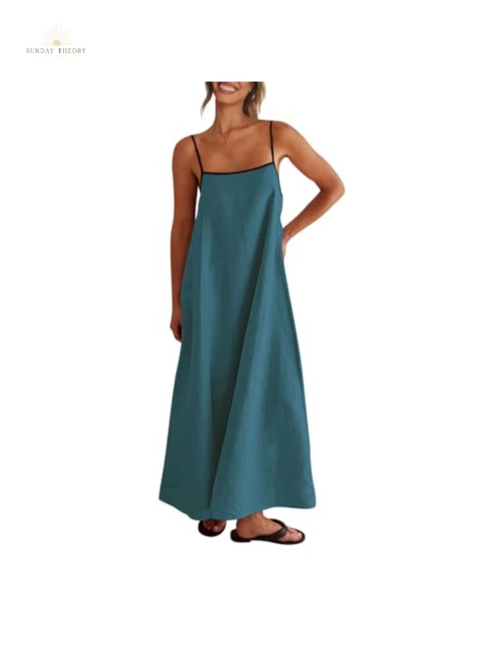 Linen Maxi Dress Spaghetti Strap Casual Boho Sundress